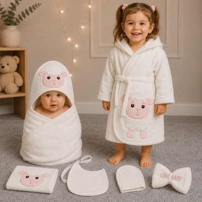 ست سیسمونی نوزادی  5 تیکه طرح ببعی رنگ سفید  با جعبه مارک lovi baby.اورجینال.دوخت عالی.ضد حساسیت.نرم و لطیف