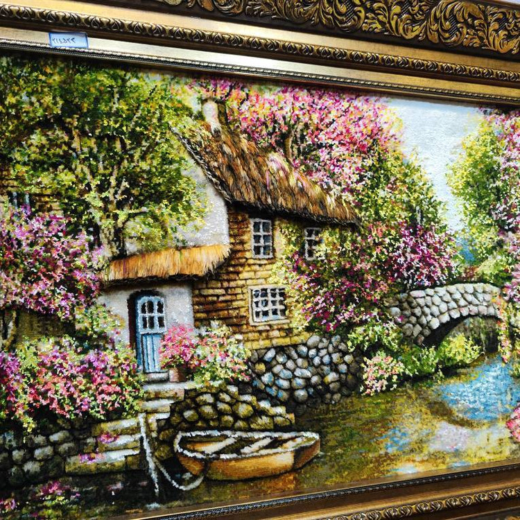 تابلو فرش طرح طبیعت.دستباف.رج40