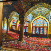 تابلو فرش طرح مسجد نصیرالملک.دستباف.رج50-گل ابریشم-طرح استاد ترابی-امضادار