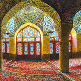 تابلو فرش طرح مسجد نصیرالملک.دستباف.رج50-گل ابریشم-طرح استاد ترابی-امضادار