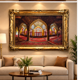 تابلو فرش طرح مسجد نصیرالملک.دستباف.رج50-گل ابریشم-طرح استاد ترابی-امضادار